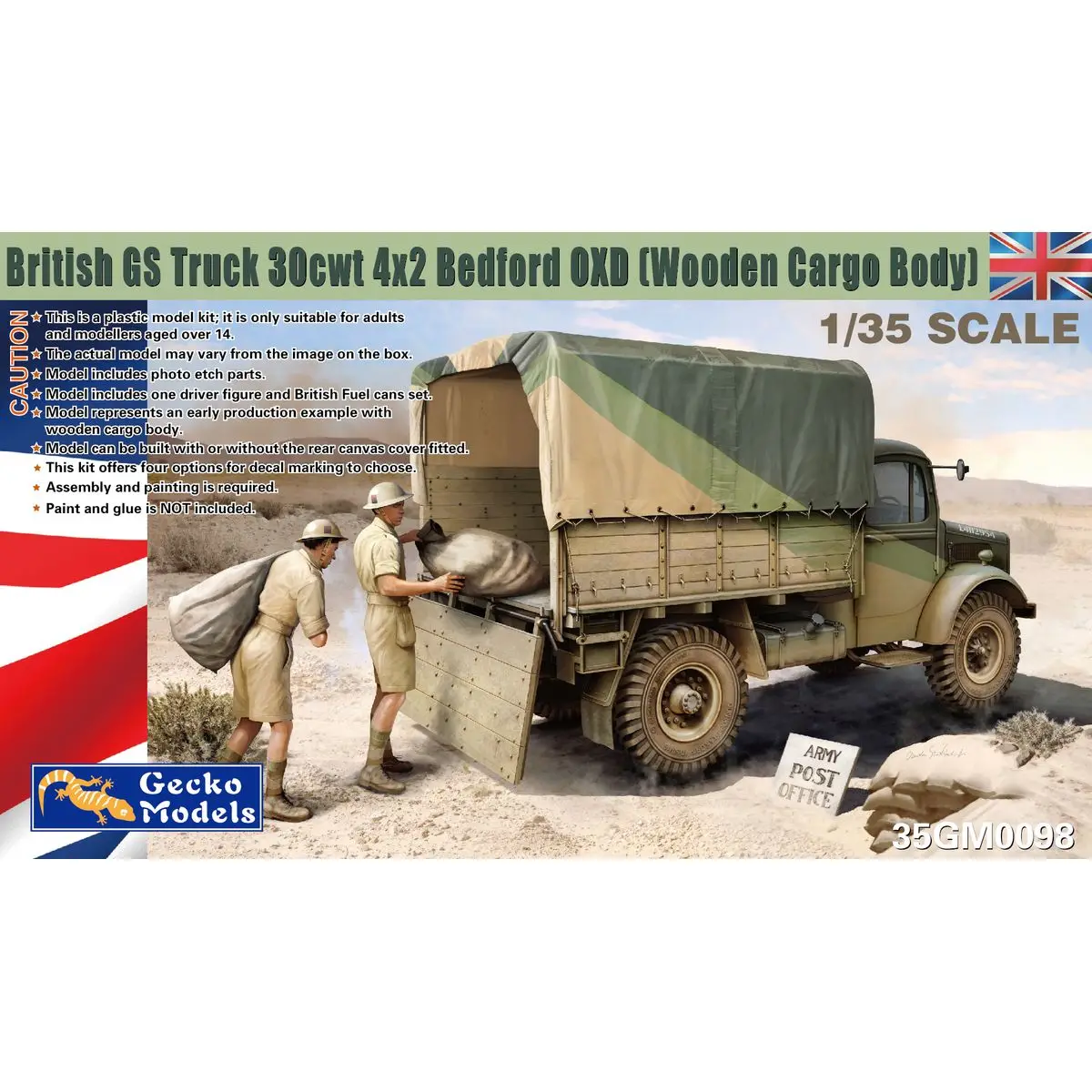 

Gecko Models 35GM0098 1/35 British GS Truck 30cwt 4x2 Bedford OXD [Wooden Body] - Scale Model Kit