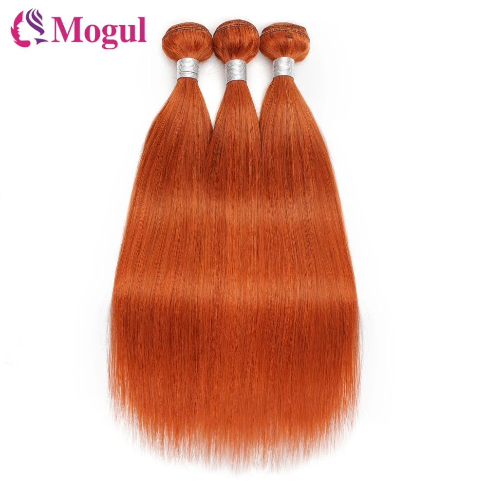 สี # 350 ขิงสีส้ม 3/4 ชุดตรง Double Weft Human Hair Bundles บราซิล Remy Hair Weave Extension 10-26 นิ้ว