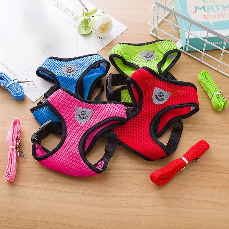 New Cat Harness Vest Walking Leash For Puppy Dog Collar Polyester Adjustable Mesh Dog Harness For Small Medium Pet Accessories - view 2