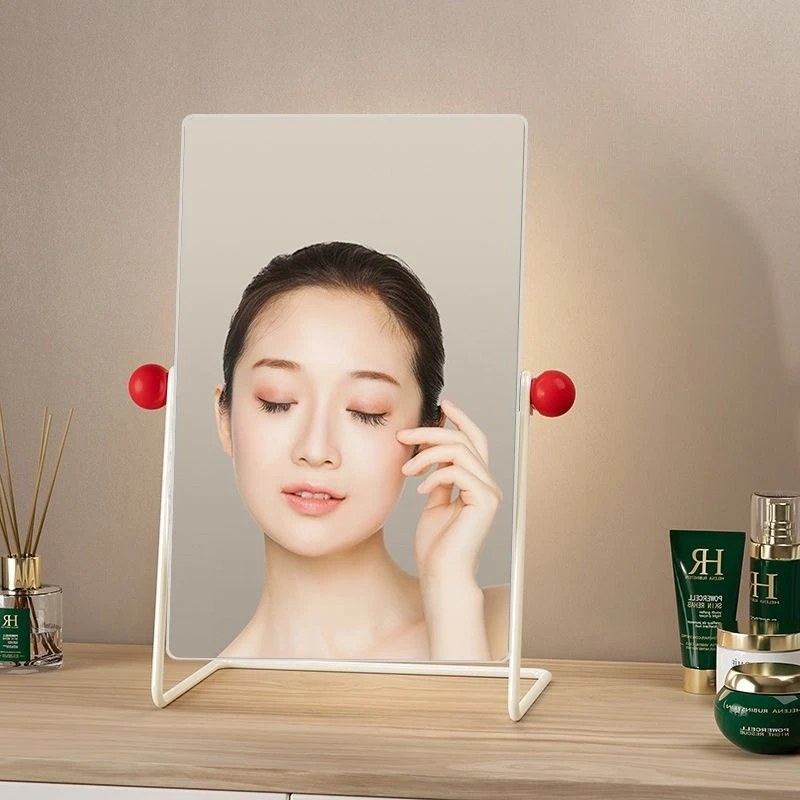 

Modern Minimalist Stainless Steel Oval Makeup Mirror Light Luxury Korean Desktop Iron Metal Style Decorative Mirrors