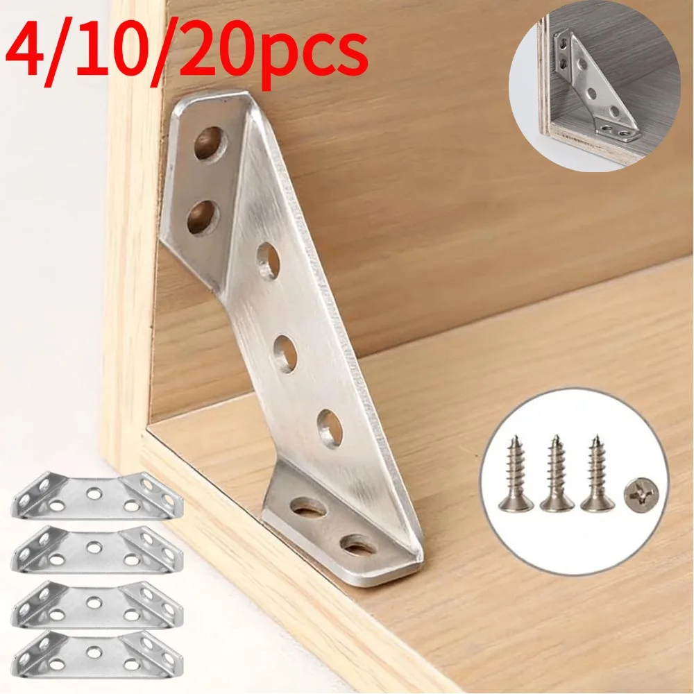 4/10/20Pc Corner Angle Code Thickened Stainless Steel 90 ° Right Angle Fixed Bracket  Heavy Duty Furniture Fixed Connector