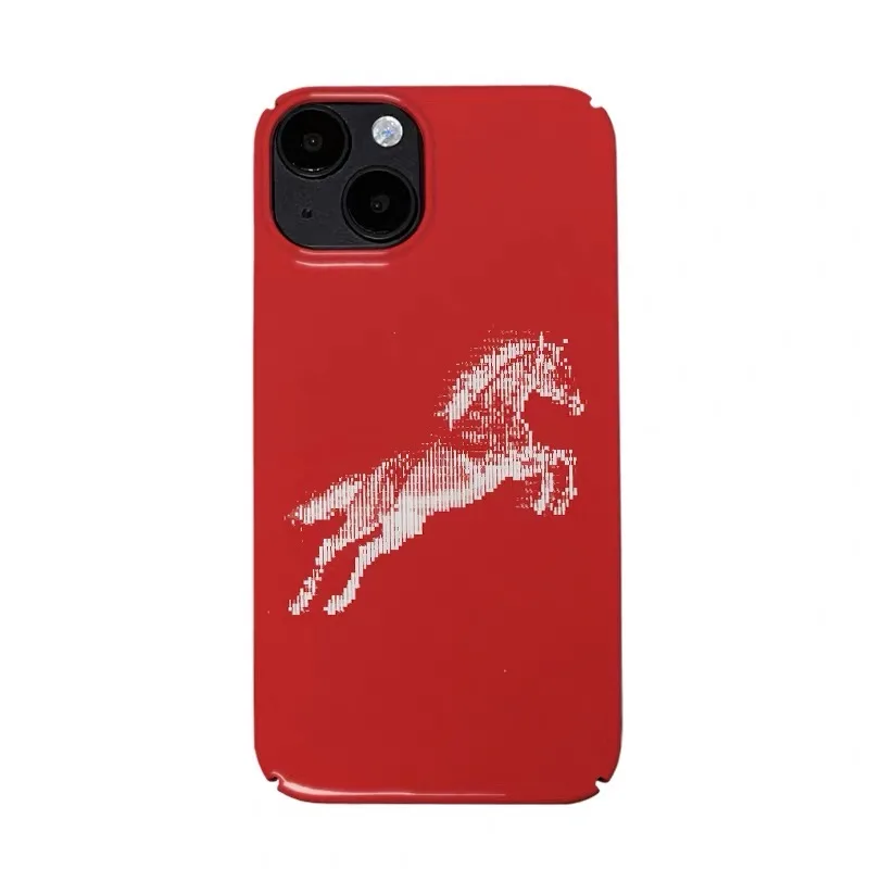 

Ins Red Graffiti Horse Phone Case for IPHONE 17 Air 16E 15 PROMAX 14 Plus 13 12 MINI 11 PRO 16Plus XR XS MAX Acrylic Phone Cover