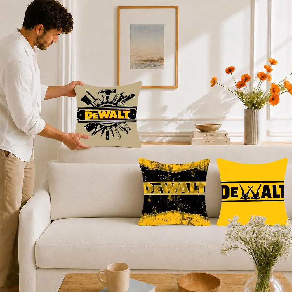 Brand Tool Dewalt Cushion Cover Portable floor cushion for travel Yoga Minimalist text 2way tricot