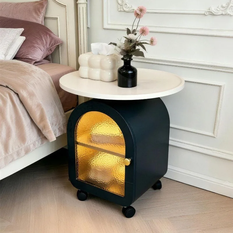 removable cream wind bedside table, small household bedroom bedside cabinet, designer shelf creative side few