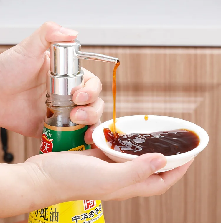 Oyster Sauce Press Kitchen Condiment Bottle Squeeze Mouth Tomato Type Pump Head Oil Consuming Plastic Pressure Pump Head