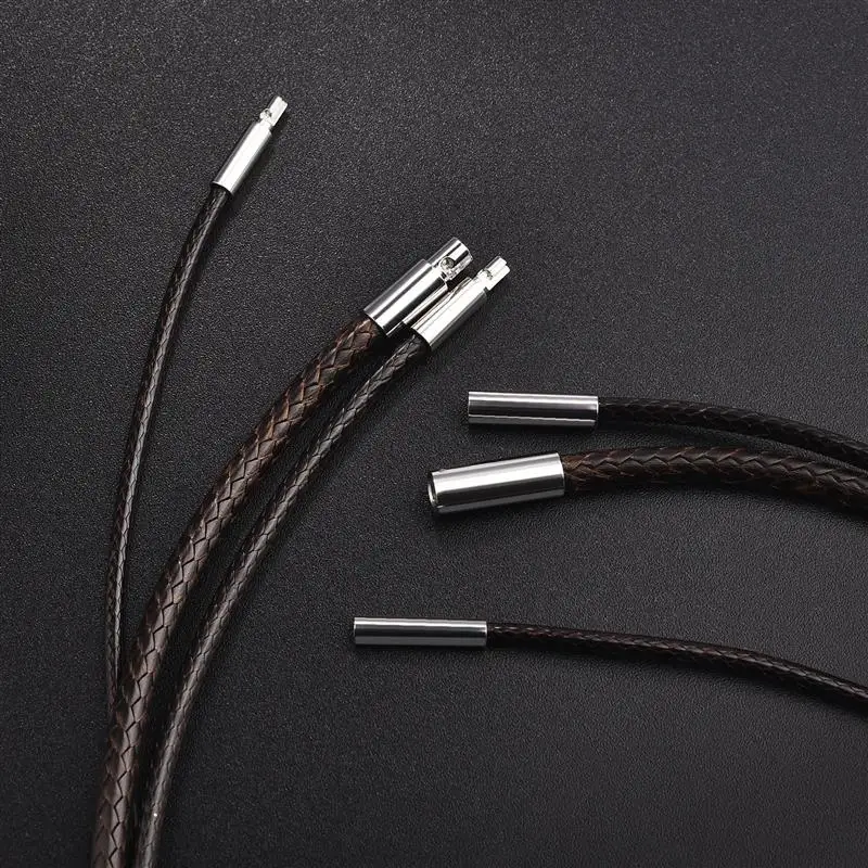 45/50/60 cm Leder Kette Halskette Lederband Wachs Seil Kette Mit Edelstahl Verschluss Für Frauen Männer DIY Halskette Schmuck