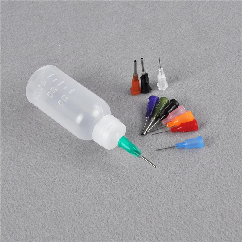 1Set 30ml Transparent Polyethylene Needle Dispensing Dispenser Bottle for Rosin Solder Flux Paste + 11 Needles