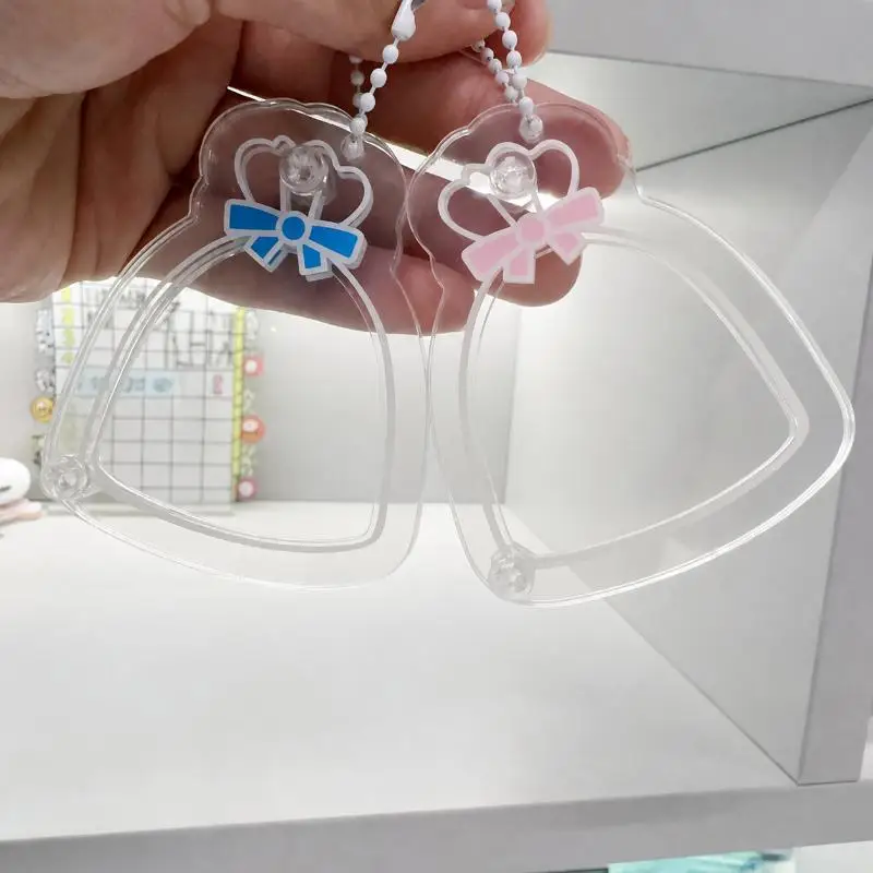 DIY Shaker Keychain with Bowknot Decor 1Pcs Transparent Acrylic Hanging Pendant for Luggage Tag Decor Travel Souvenir