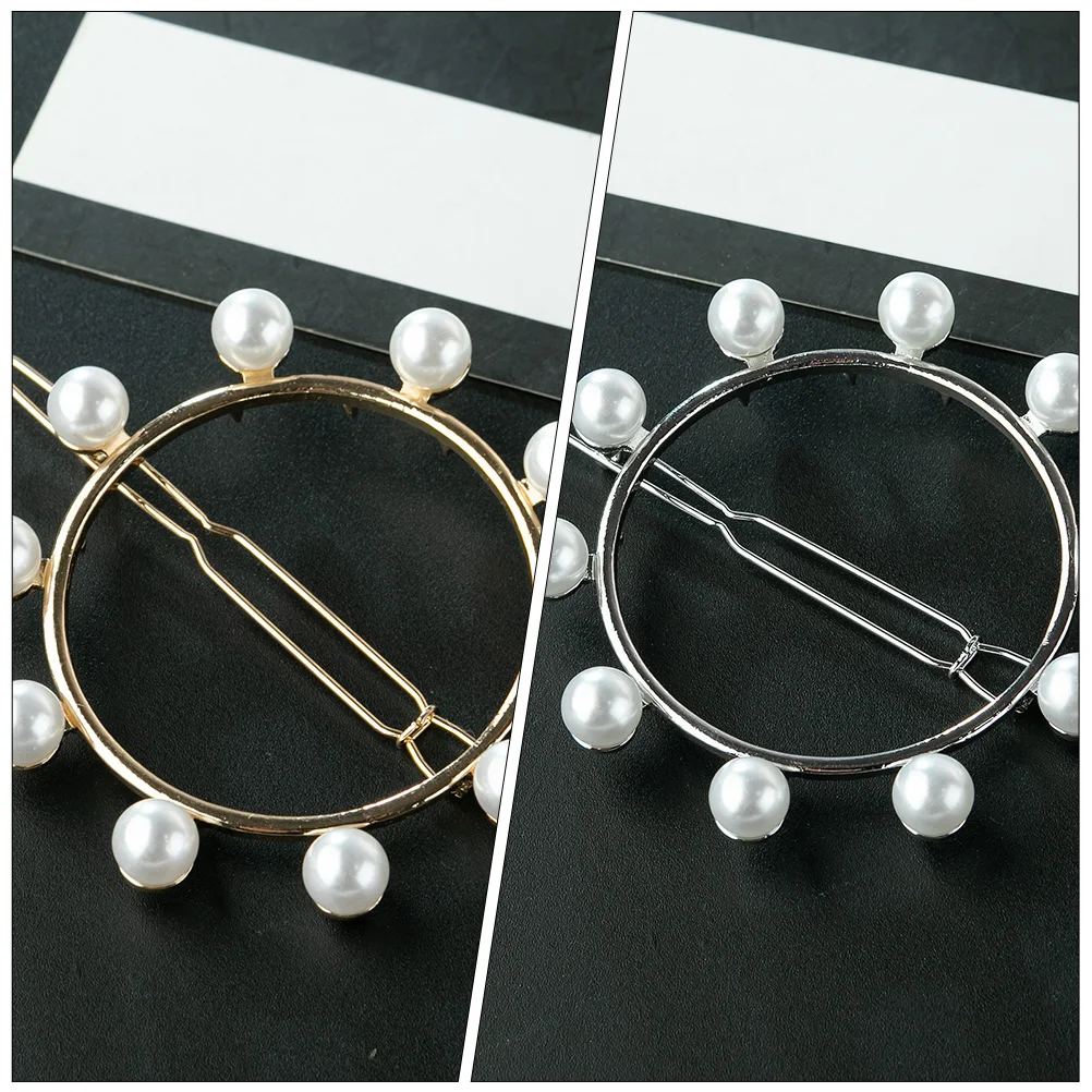 

2 Pcs Pearl Hair Clip Hairpin for Celebrations Heart-shaped Clips Gifts Alloy Daily Wear Life