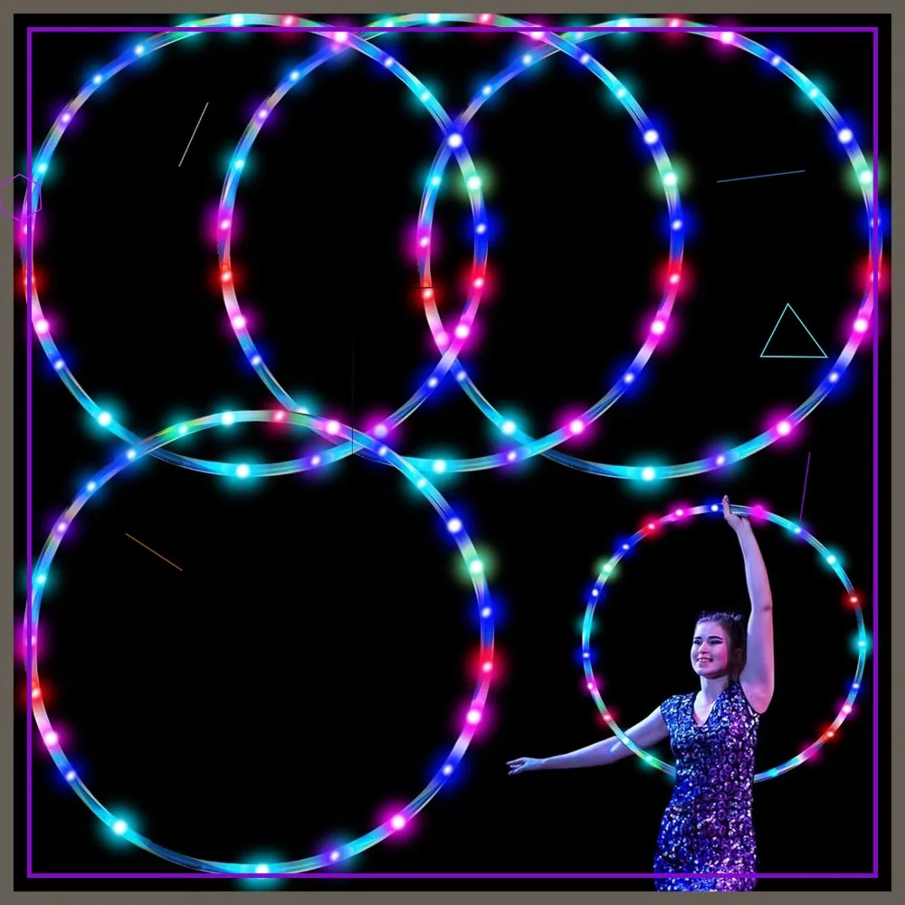 4er-Pack LED-Hula-Hoops für Kinder und Erwachsene, 36 Zoll und 24 Zoll Fitness-Reifen mit automatisch farbwechselnden Stroboskop-Lichtern