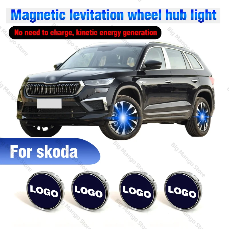 

Hub Light Car Wheel Caps Light Center Cover Lighting Cap Floating Illumination LED auto For Skoda Octavia Rapid Fabia Kodiaq