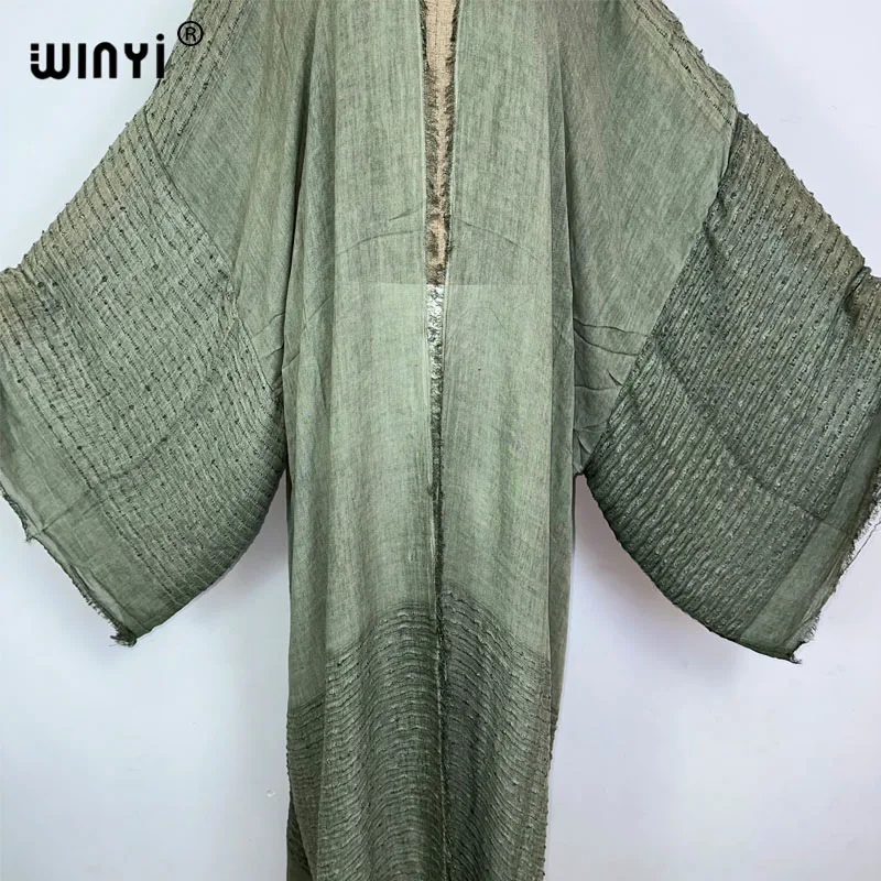 WINYI-Robe cardigan pour femme, vêtement de haute qualité, confortable, doux, style bohème, maxi, pour la plage, les vacances, kimono africain