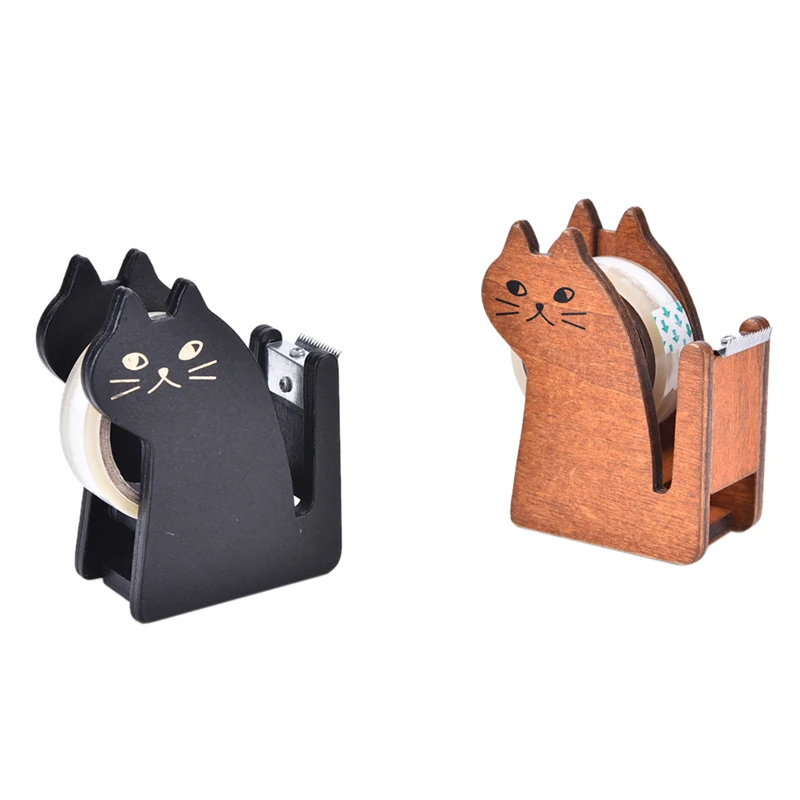 High Quality Cute cat wooden tape Dispenser Tape holder Tape cutter Office & School Supplies