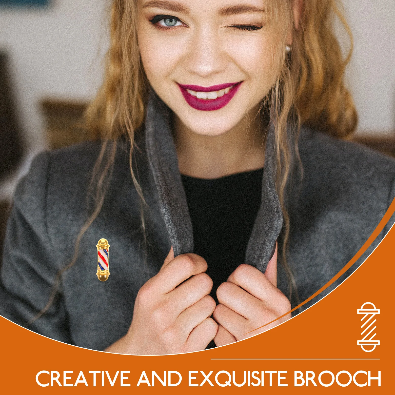 

2Pcs Barber Shop Pole Brooch Creative Hairdresser Tool Lapel Pin for Men Women Sweater Safety Pin Badge Fabric Accessory Jewelry