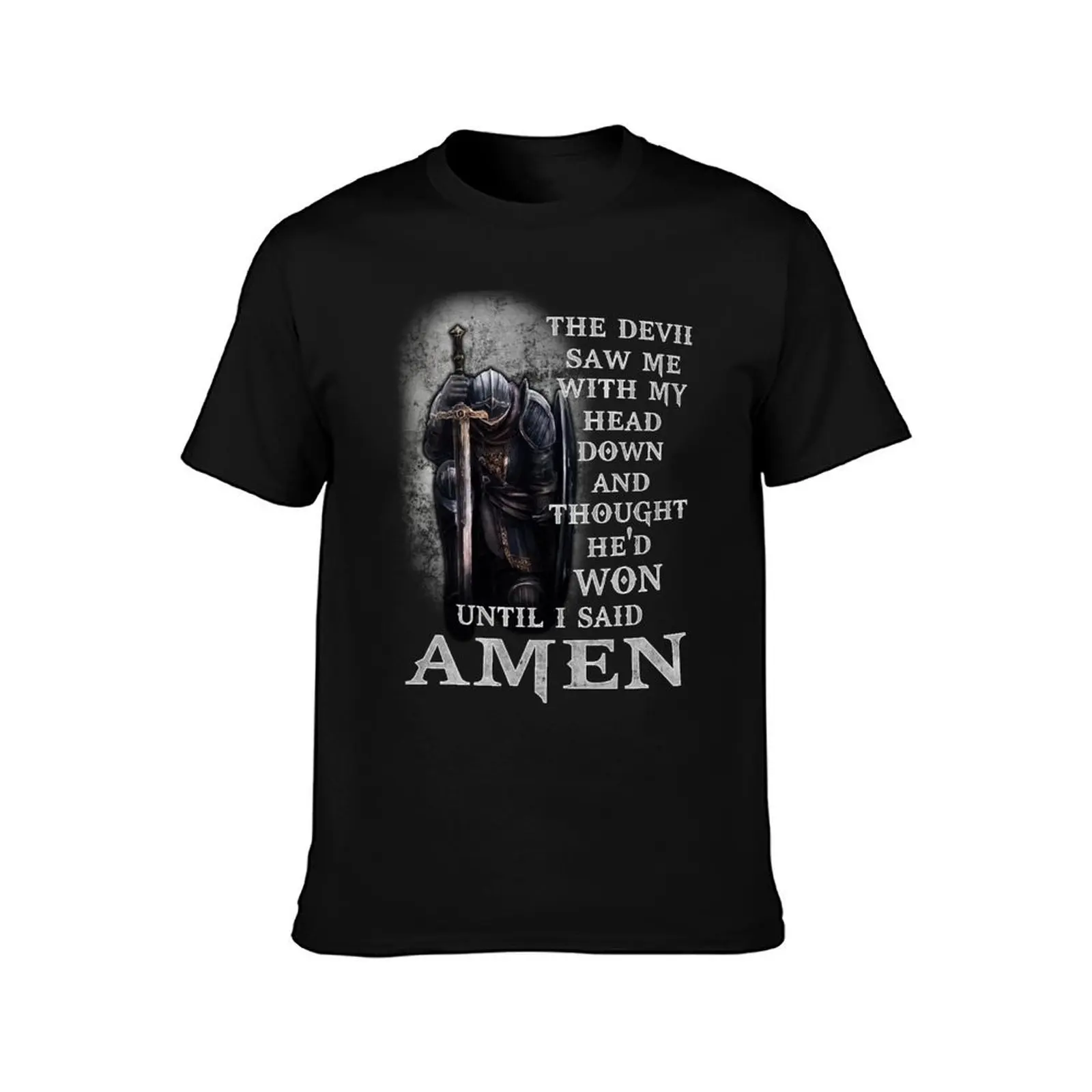 The Devil Saw Me My Head Down Thought He'd Won Until I Said Amen T-Shirt Plus Size Loose Short Sleeve Top T-Shirt