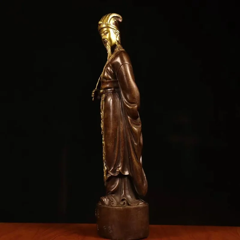 Brass Zhuge Liang Figurine, Mr. Wolong Zhuge Kongming Bronze Statue, Home Auspicious Craft Gift, Office Decoration