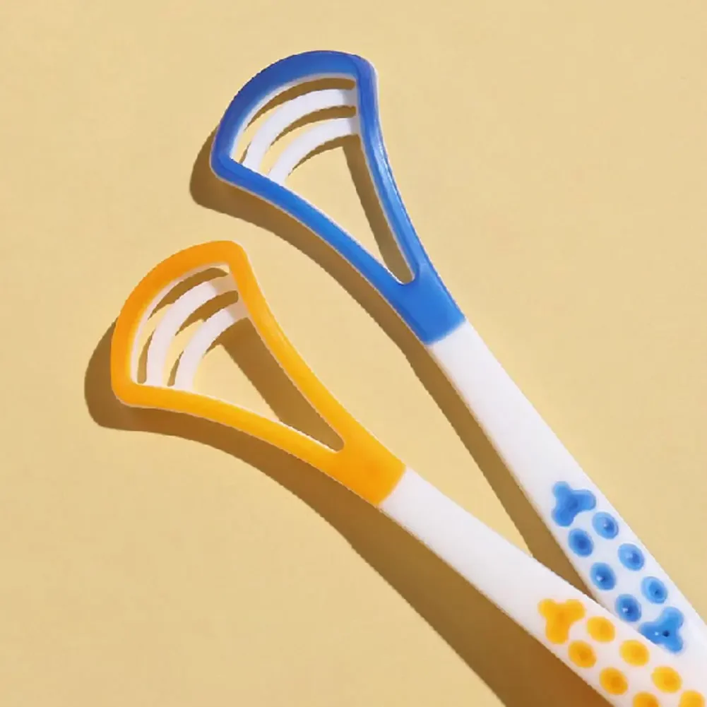 Silicone Tongue Scraper With Ergonomic Handle Double-sided Fresher Breath Tongue Cleaning Brush Oral Hygiene Tool Wholesale