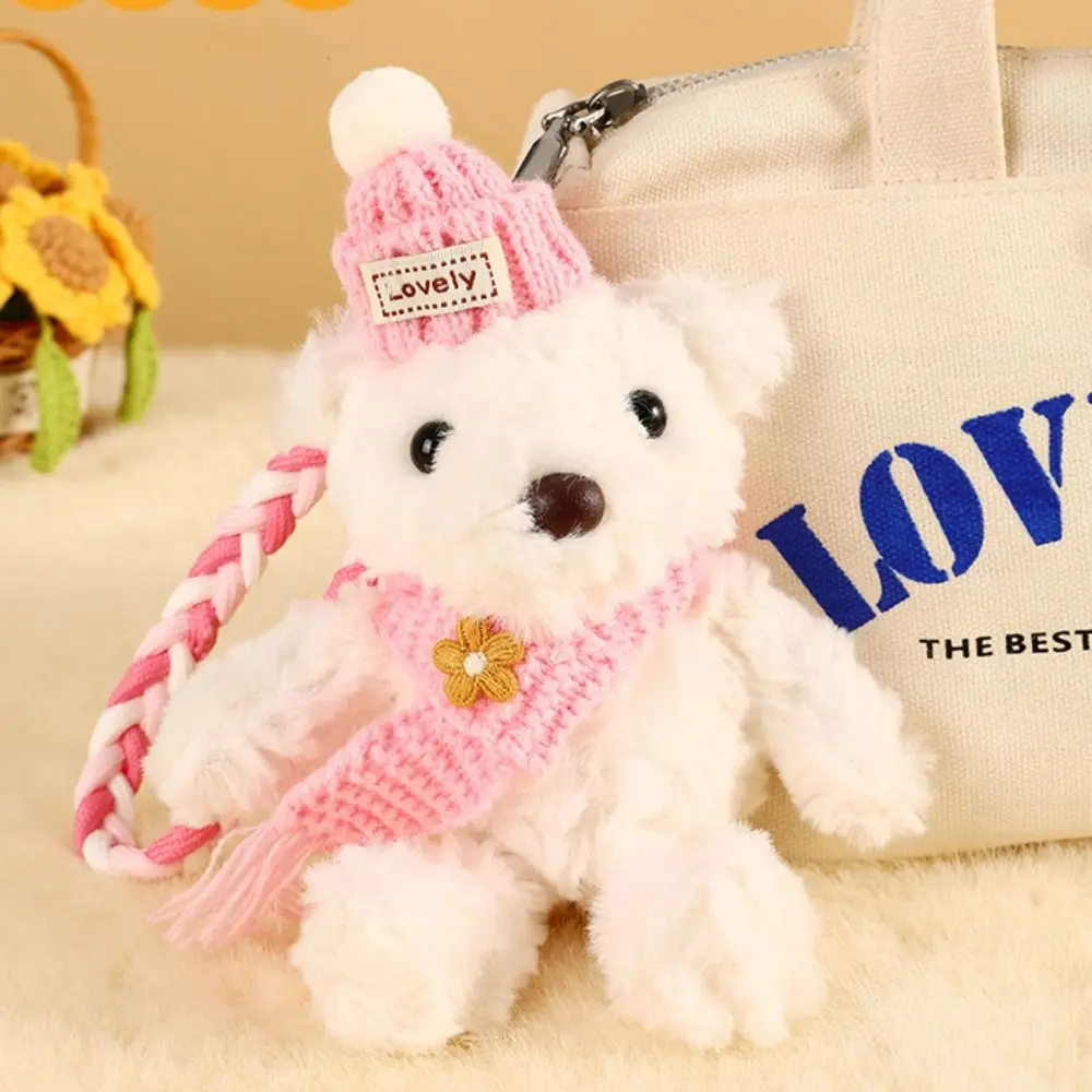 

Bag Pendants PP Cotton Bib Bear Plush Key Chain Anti-lost Scarf Stuffed Bear Pendant Cute Creative Bag Decoration Children