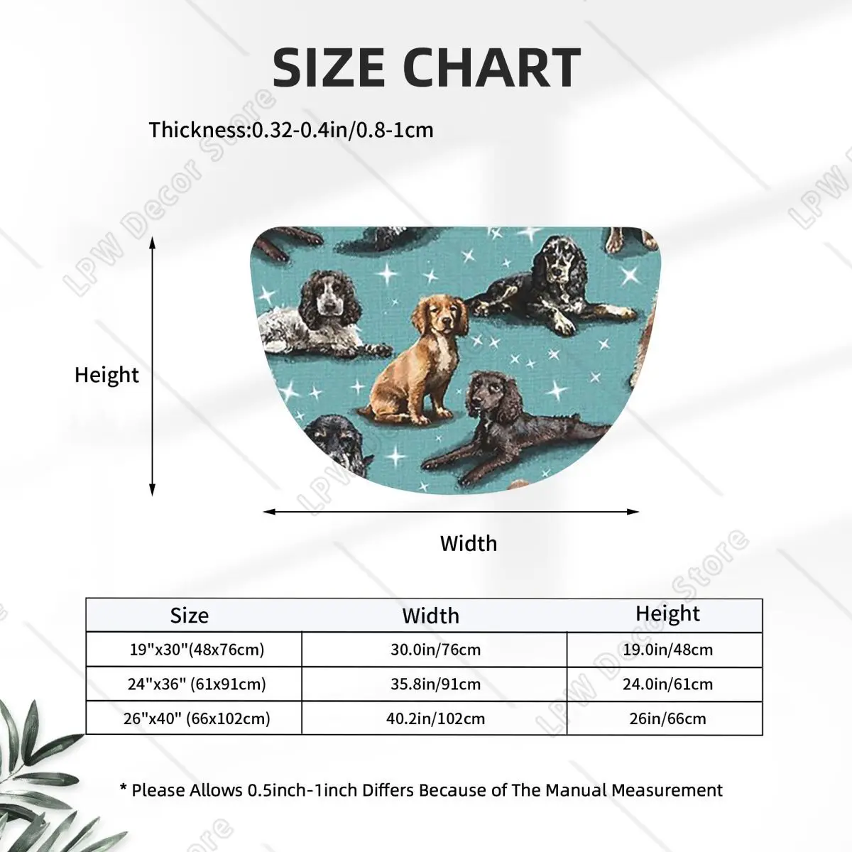 The Cocker Spaniel Soft Flannel Half Round Doormat Non Slip Bathroom Mat Absorbent Floor Carpet for Home Bedroom