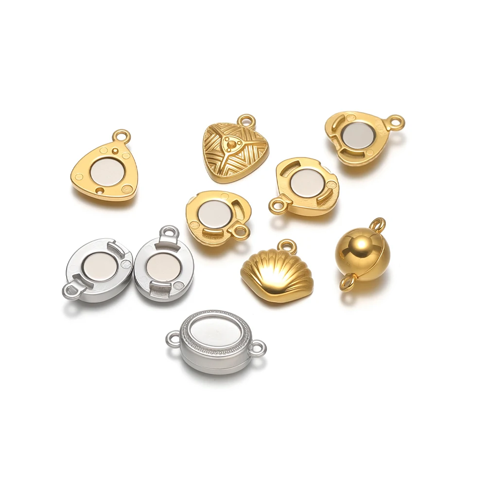 2 Sets ovale Herz-Magnetverschlüsse aus Edelstahl, Schnallenverbinder für DIY-Schmuck, Halskettenanhänger, Armband-Zubehör – Detail 1