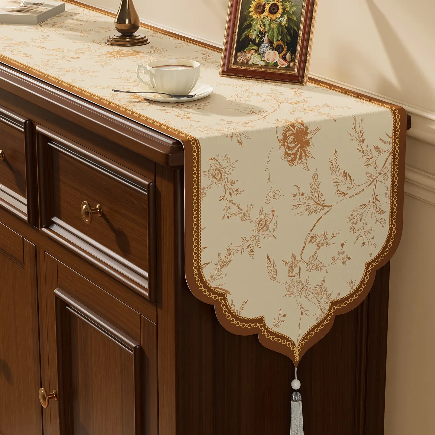 Home Decoration Table Flag Advanced Study Soft Imitation Cotton and Linen Tea Table Irregular Tablecloth TV Cabinet Table Runner