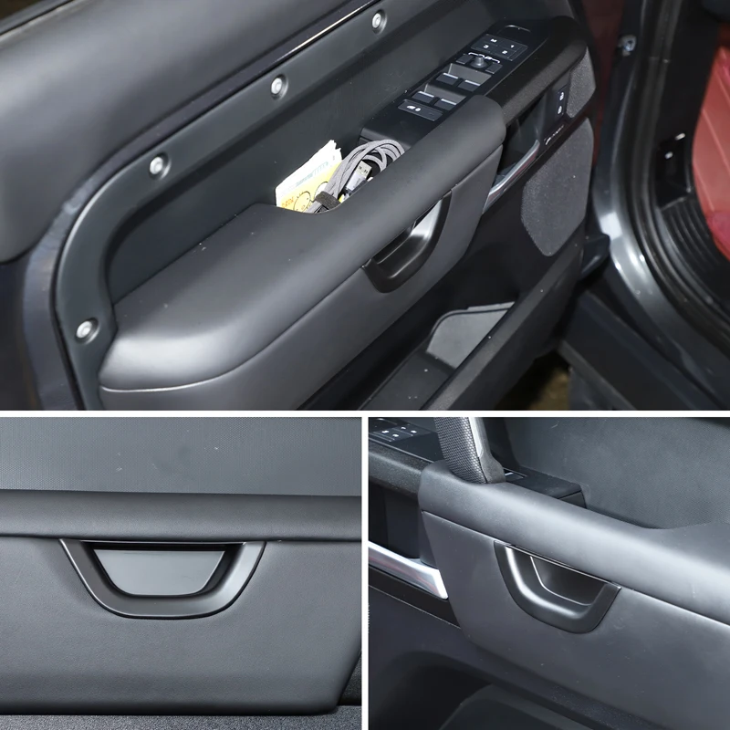 Carbon Fibre Look Door Pull Handle Cover For Defender 90/110/130 2020-2025 ABS Interior Trim 2Pcs Side Panel