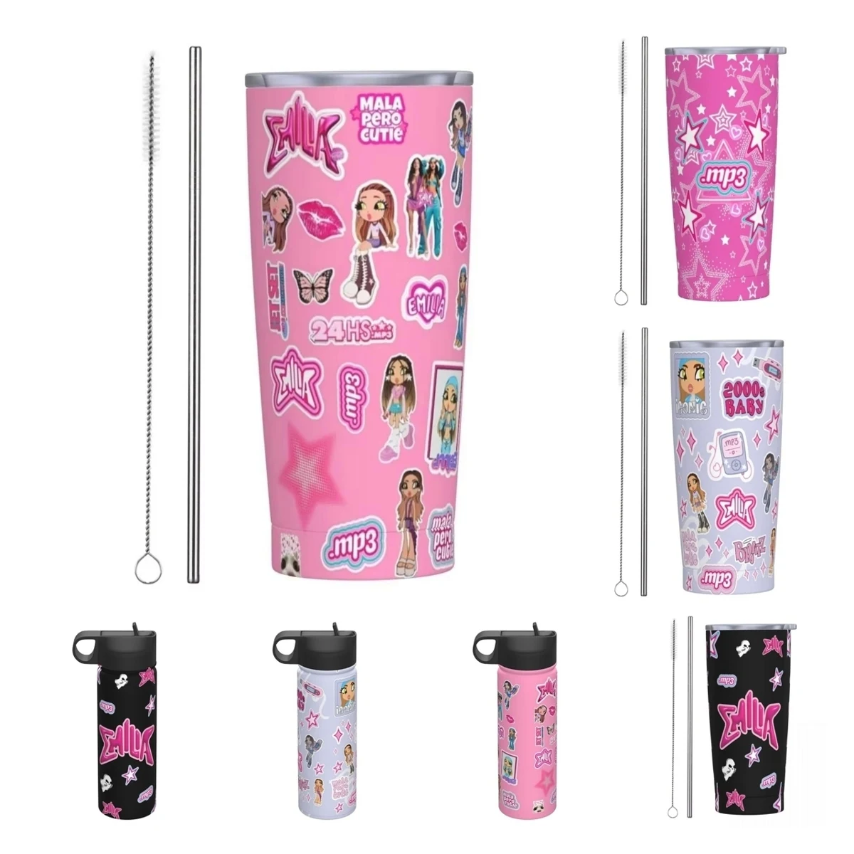 Vaso aislado personalizado Emilia Mernes MP3 con tapa, tazas de café al vacío, taza para botella de coche y hogar para oficina