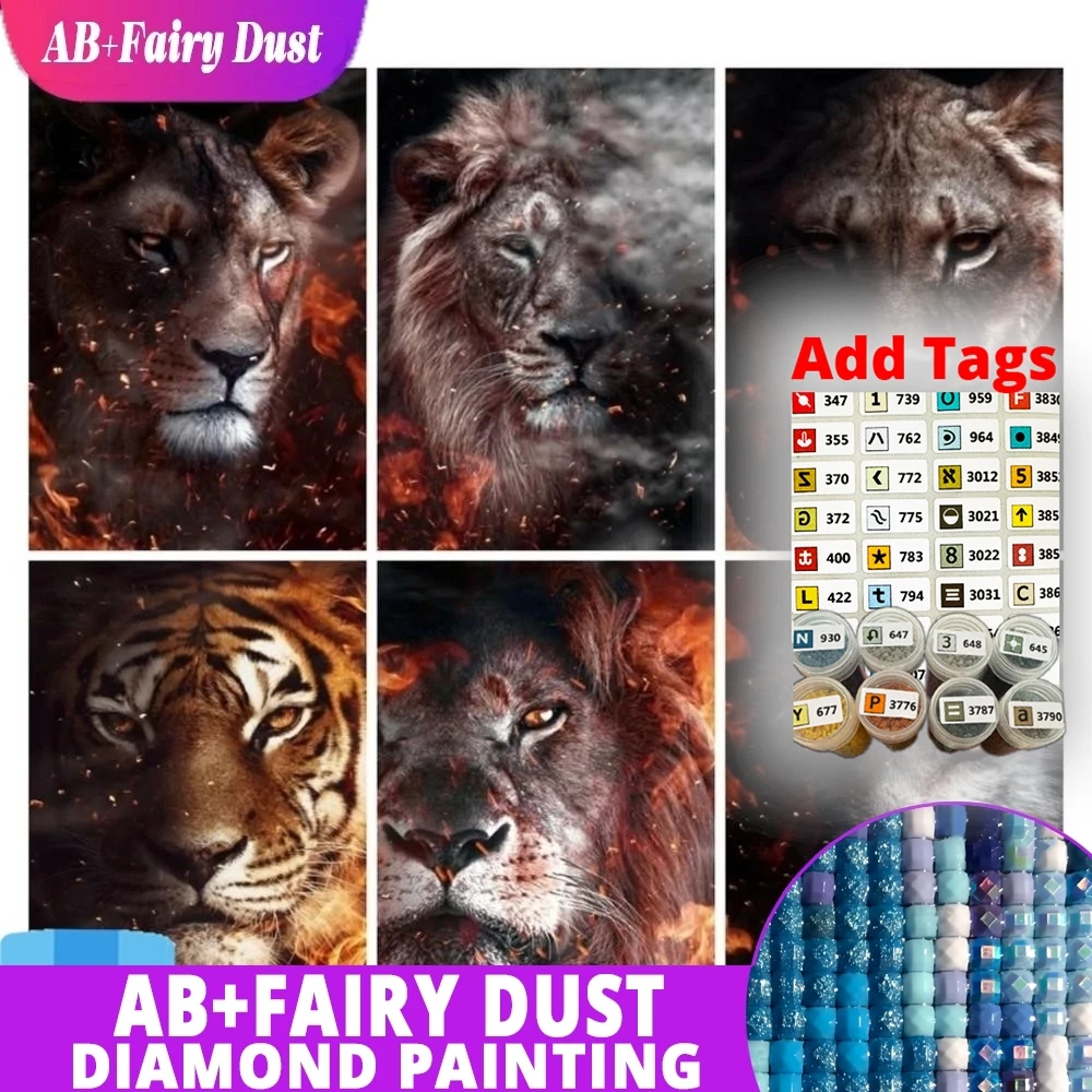 С символом наклейки AB Fairy Dust 5D дрель алмазная живопись огненный лев тигр волк Diy мозаика единорог 3D полный квадрат/диамант Aniam С символом наклейки AB Fairy Dust 5D дрель алмазная живопись огненный лев тигр волк Diy мозаика единорог 3D полный квадрат/диамант Aniam
