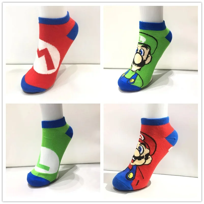 Super Mario bros Short Cotton Socks Mario Luigi Student Youth Anime Figure Sports Leisure Breathable Ankle Socks X-mas Gifts