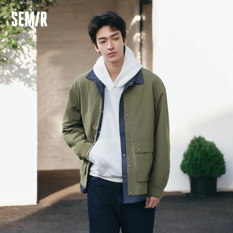 ג'קט חיצוני לגברים של Semir לאביב 2026, שני חלקים מזויפים, נוחים ומרווחים, בסגנון הרים מודרני
