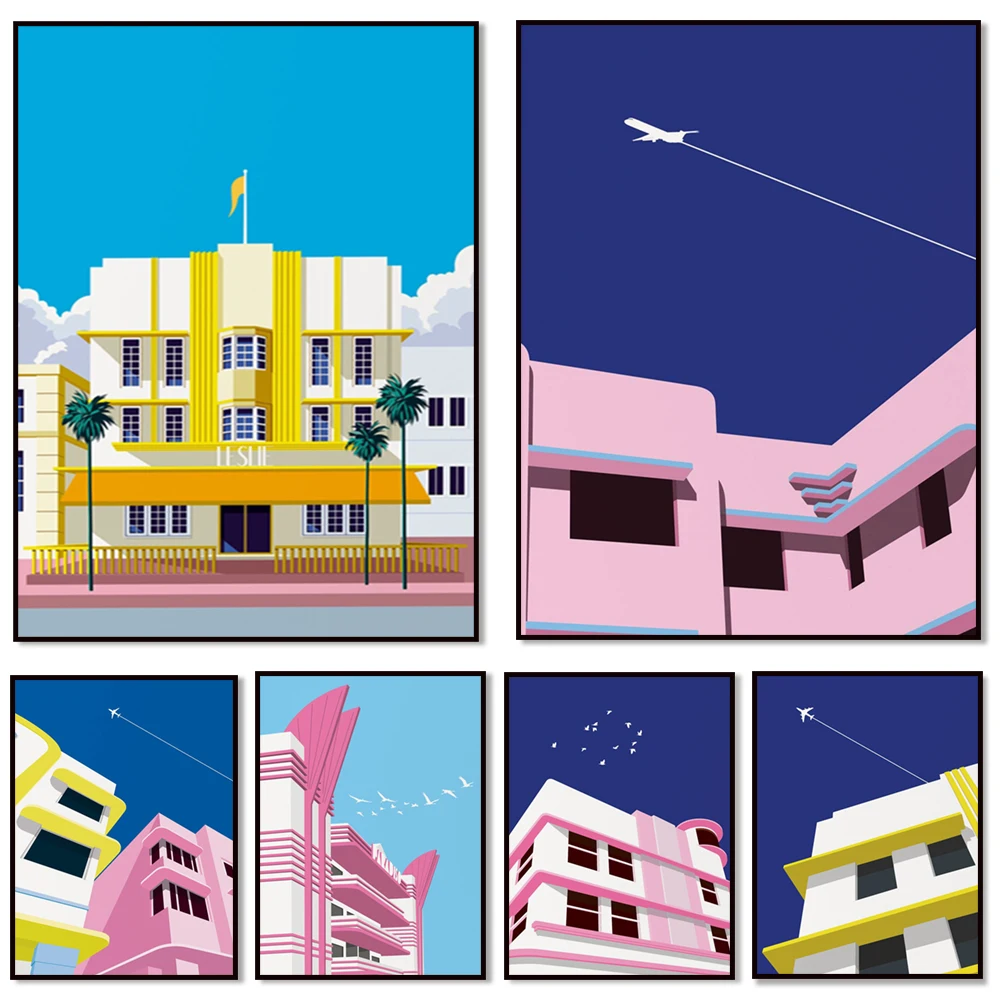 Miami, South Beach, Leslie Hotel South Beach, Ibiza, Paradise Hotel, Airplane Art, American Architecture, Home Decor Poster