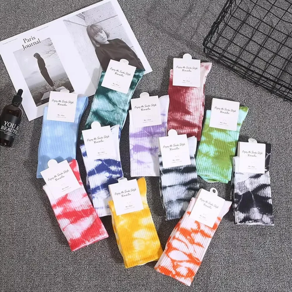 2023 New Hip-Hop Tie-Dye Middle Tube Socks Comprehensive Comfortable Sports Socks for Men and Women Harajuku Style Happy Socks