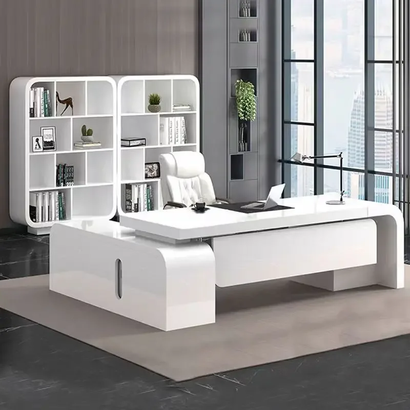 Computer Work Desk Mobile File Cabinet Storage Shelves Business Office Desk Escritorios Gaming Executive Desk Furniture