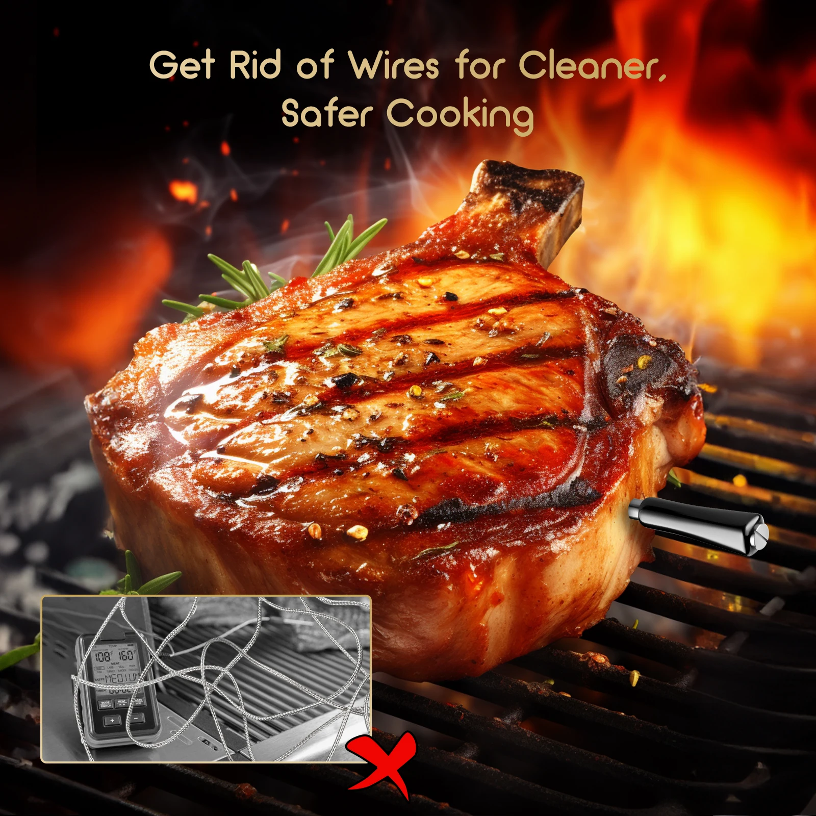 Imagem -02 - Food Cooking Bluetooth Bbq Termômetro Termômetro de Carne Verdadeiramente sem Fio Controle Inteligente App Temperatura Forno Grill Inkbird2-in1
