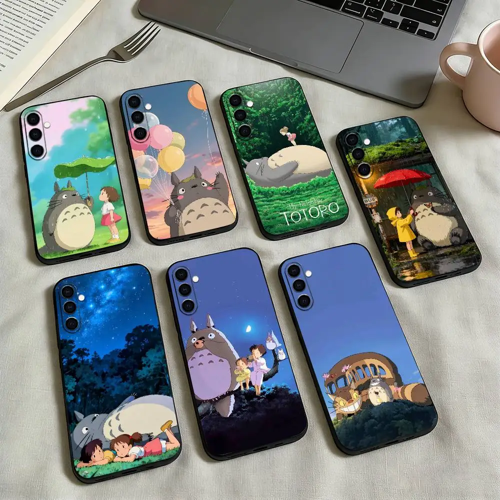 Cute Art T-Totoro-o Anime Phone Case For Samsung Galaxy A73,A72,A71,A70,A53,A52,A51,Soft Silicone Black Cover