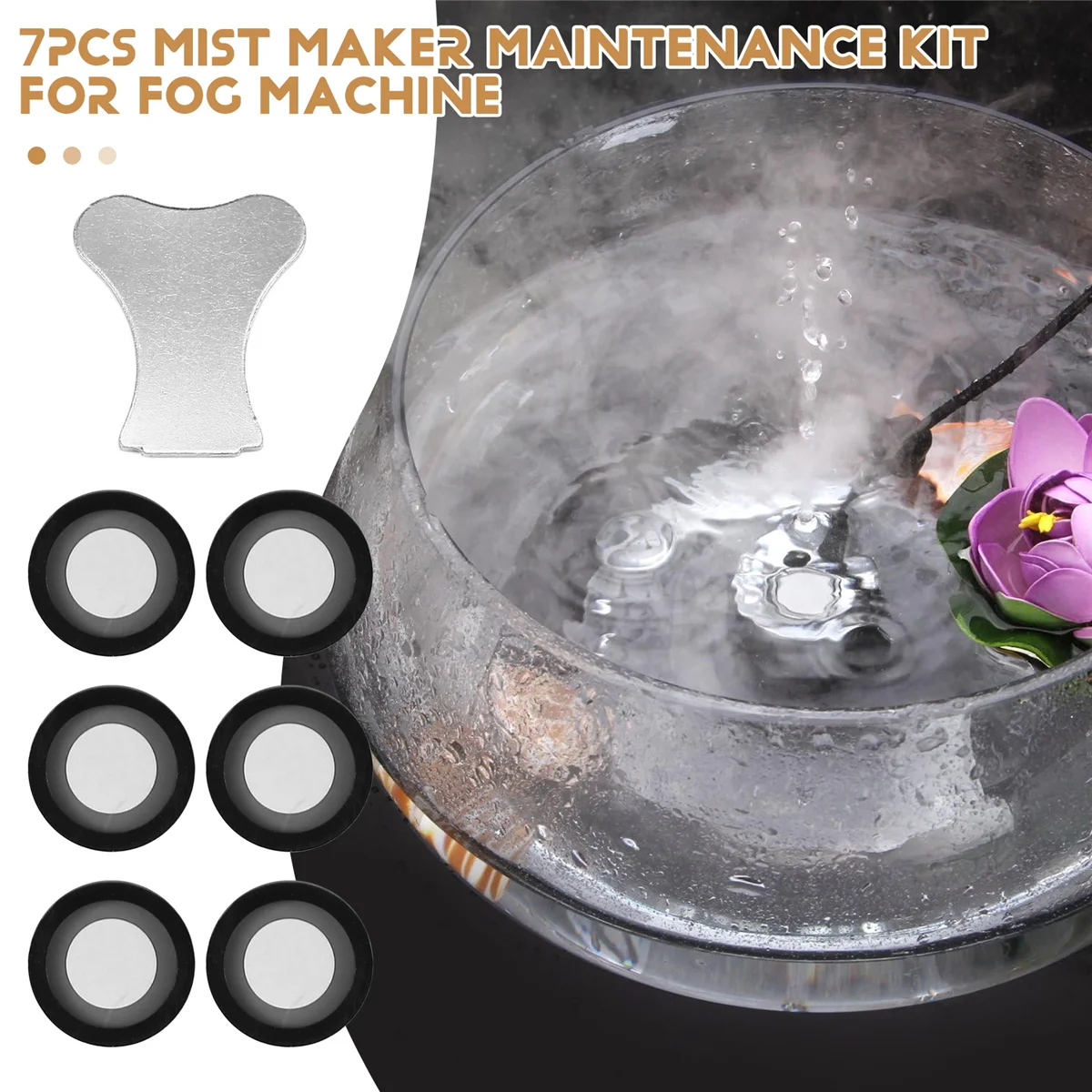 7 ชิ้น Mist Maker ชุดบํารุงรักษา, แผ่นเซรามิคเซรามิค Disk Key เปลี่ยนชิ้นส่วนสําหรับเครื่องหมอก