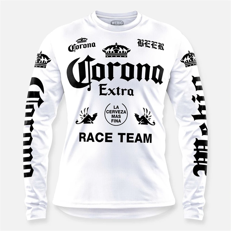 Retro WEBIG Motorcycle Jersey Team Pro Bicycle Downhill MTB Yellow Clothes Ciclismo Cycling Long Sleeve Motocross Bmx T-Shirt