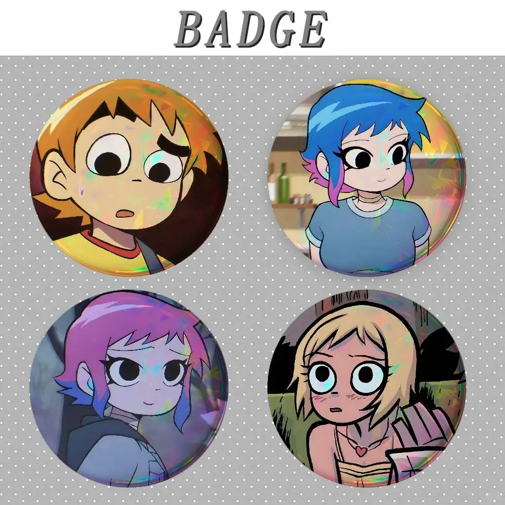Scott Pilgrim Badges Round Brooch Cute Cartoon Idol Cosplay Badges DIY Backpack Clothing Jewelry Pins