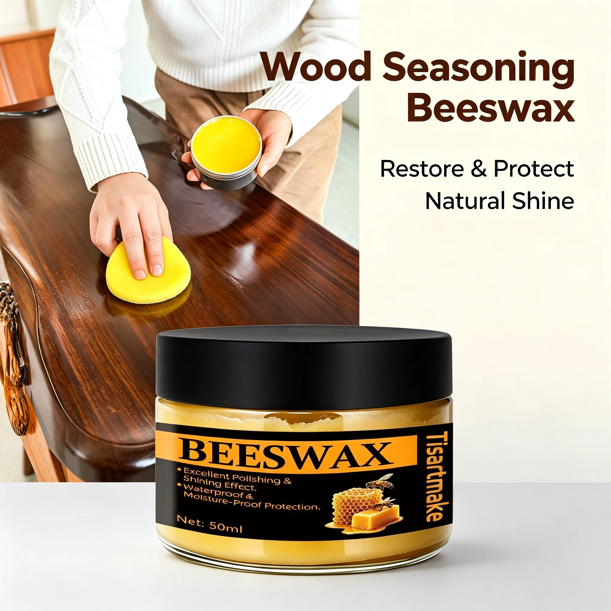 Wood Care Wax Solid Wood Furniture Polishing Seasoning Beeswax Polisher Waterproof Furniture Care Maintenance Beeswax