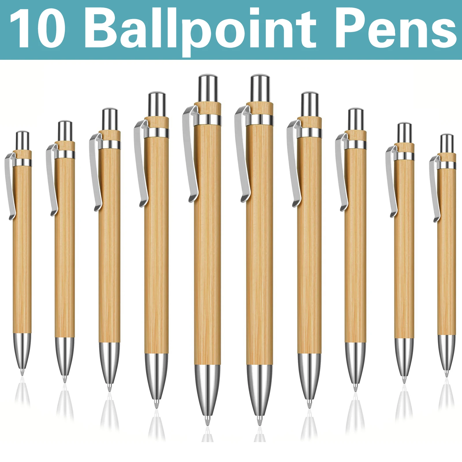 

10Pcs Bamboo Pen Bamboo Wood Ballpoint Pen 1.0mm Bullet Tip Business Signature Ball Pen Office School Wrting Stationery