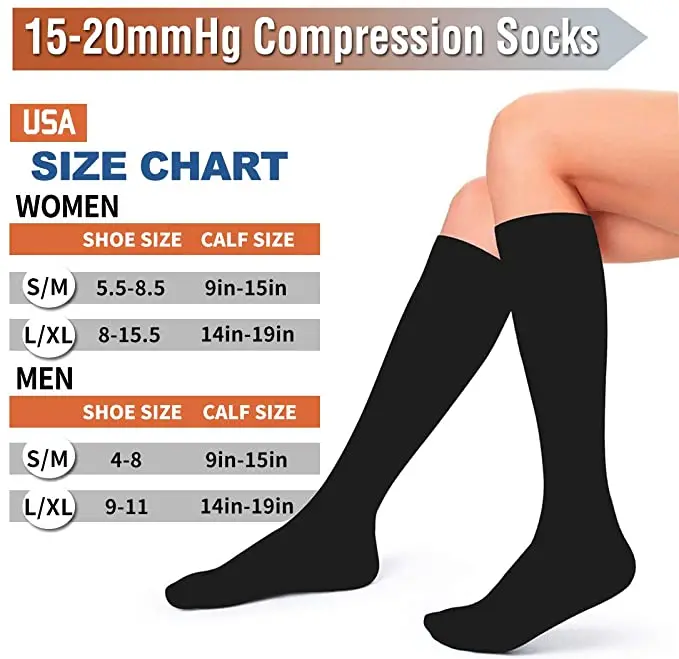 S-XXL Compression Socks Men Women Flight Travel Elastic Tube Nurse Edema Pregnant Varicose Veins Hiking Running Marathon Socks