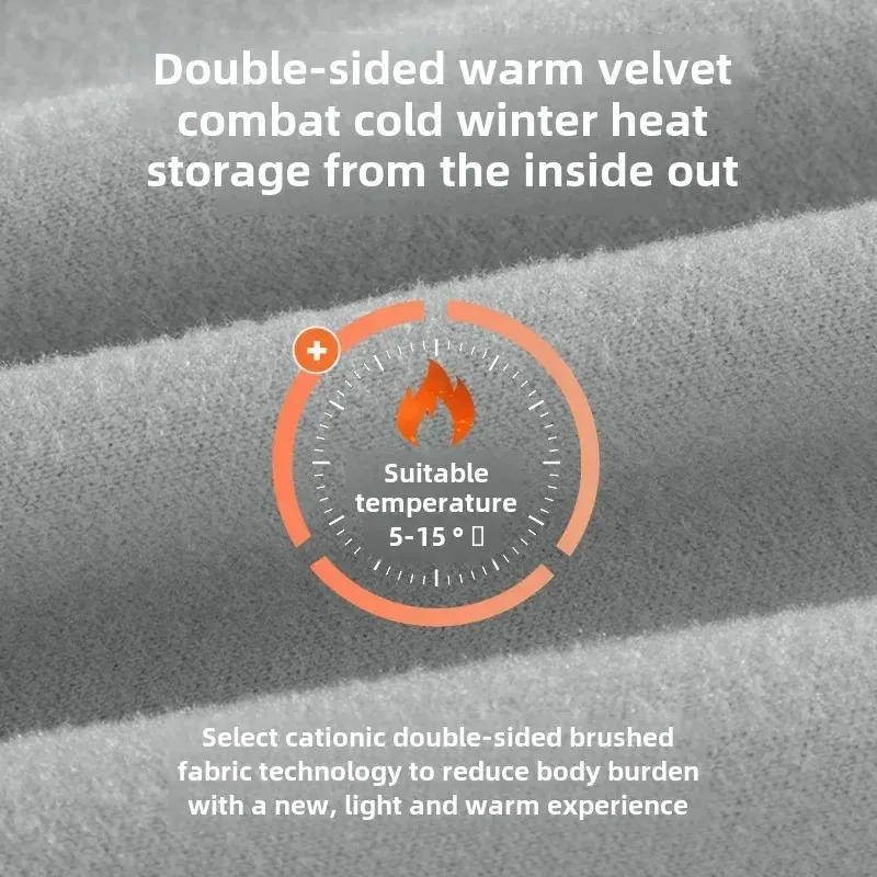 2025 جديد خريف شتاء على الوجهين الصوف كم طويل التي شيرت للرجال ملابس داخلية دافئة ملابس اخلية حرارية مبطنة بالصوف الحرارة #3