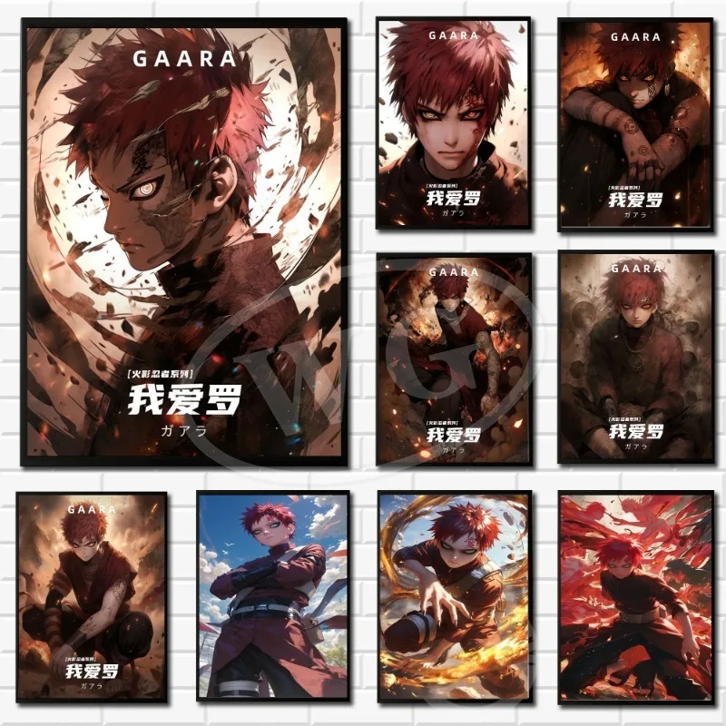 Naruto Gaara HD Color Painting Poster Prevalent AI Anime Character Canvas Painting for Modern Home Decoration Aesthetic