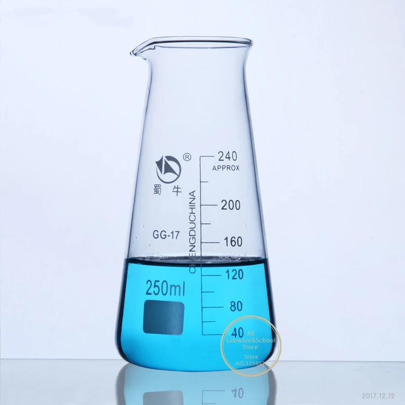 1Pcs 125ml/250ml/500ml Conical Three-corner Glass Beaker Chemistry Laboratory Borosilicate Triangle Glass Beaker with spout