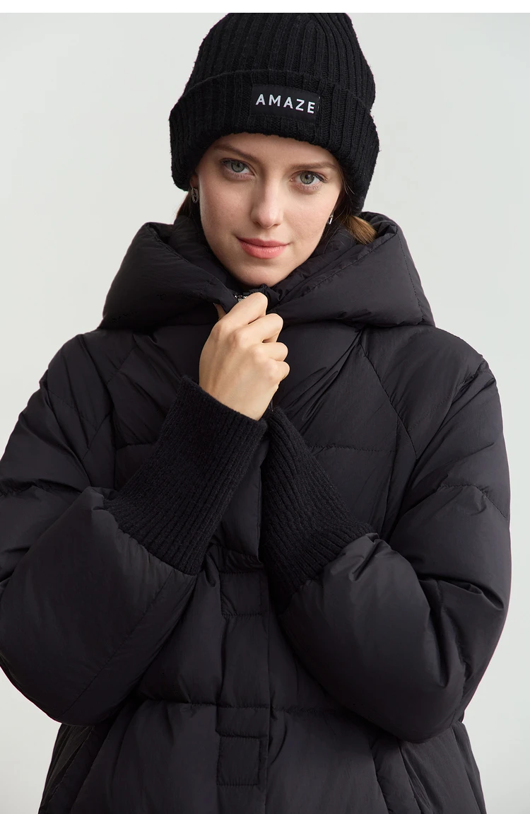 Amii 2026 Winter Warm New Women Down Jacket Cuffs Magnetic Buckle Zipper Hooded Fake Two-piece Thick Loose Long Coats 12444104