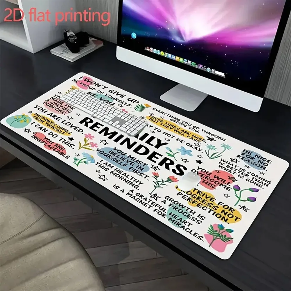 CIFBUY Mouse Pad Large Gaming Mat Non Slip Rubber Daily Reminders Motivational Quote Floral Desk Protector Laptop Office Compute