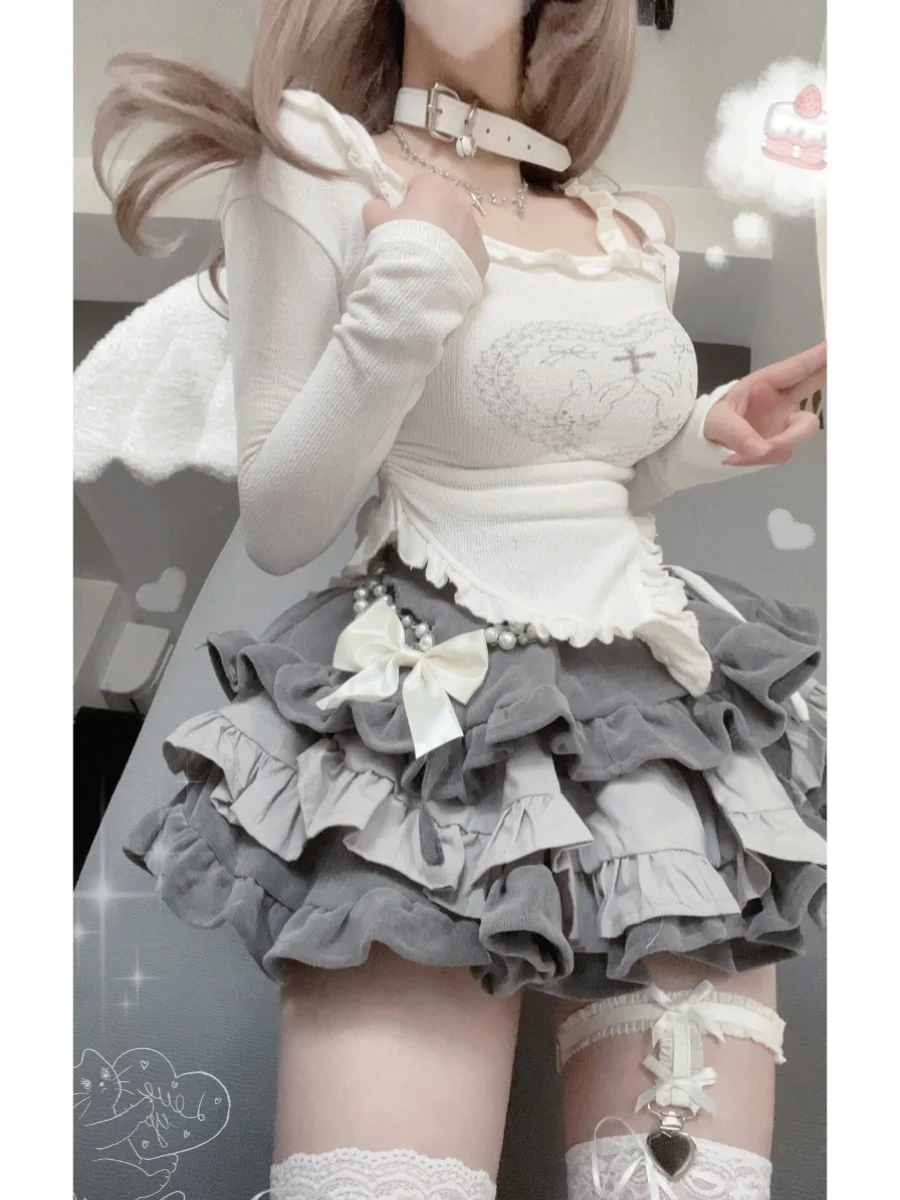 Spicy Girl Pure Desire Fluffy Cake Skirt Women's Spring Autumn New Small Audience Design High Waist Super Heavy Work Cake Sho...