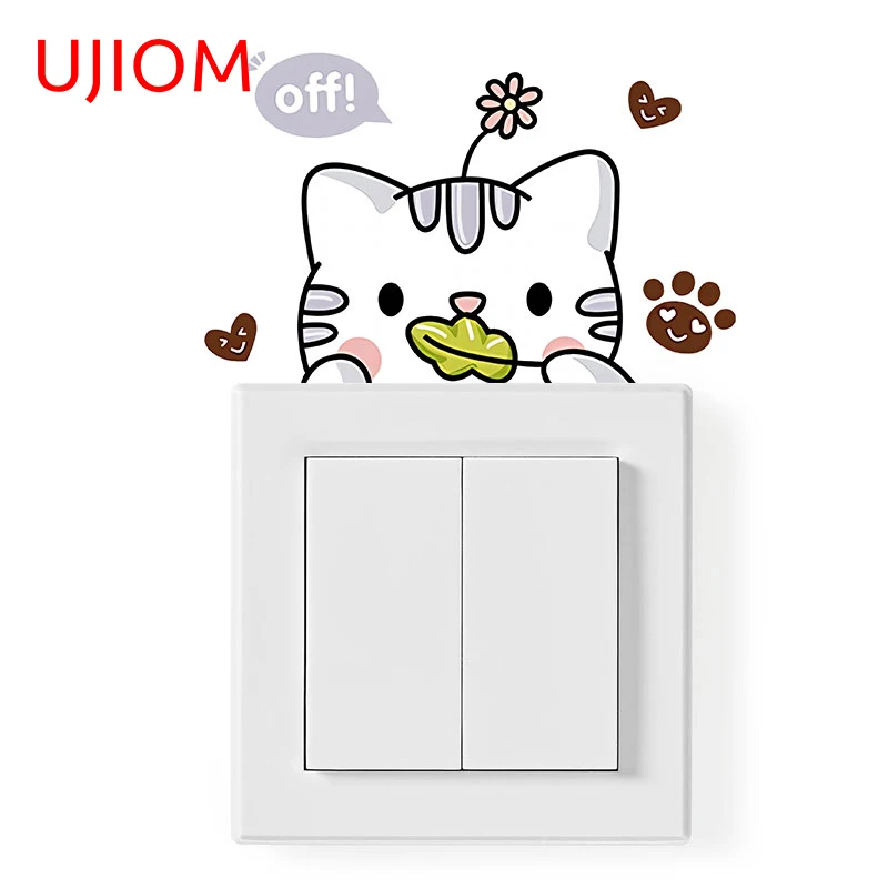 UJIOM 13cm X 8.1cm Cartoon Cat Peeker Wall Stickers Personality Sunscreen Vinyl Bathroom Cupboard Decal Baby Nursery Room Decor