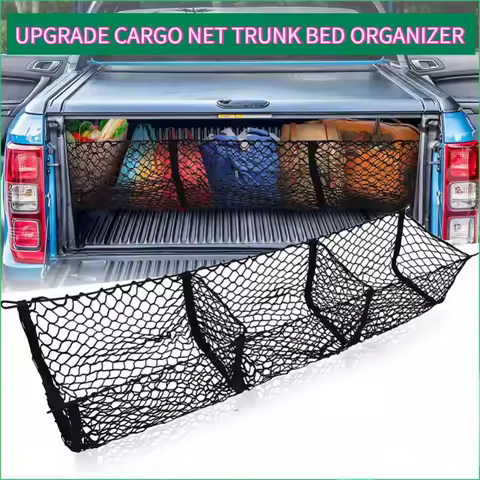 Universal Accessories Pickup Trucks Car Trunk Net Bag Three Grid Luggage Three-Dimensional Net Pocket for SUV Pickup Truck Van