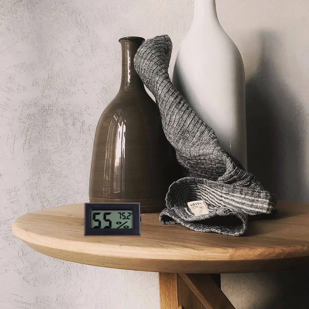 3pcs Digital Hygrometer Plastic Temperature Humidity Meter Large Display Low Power Durable Smooth Surface Indoor Outdoor Black